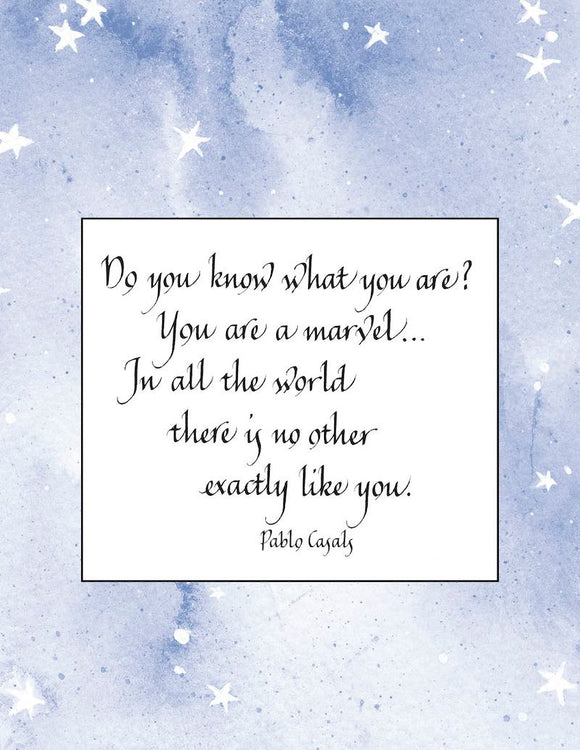 Do you know what you are? You are a marvel... In all the world there is no other exactly like you. - Pablo Casals