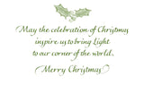 May the celebration of Christmas inspire us to bring Light to our corner of the world. Merry Christmas